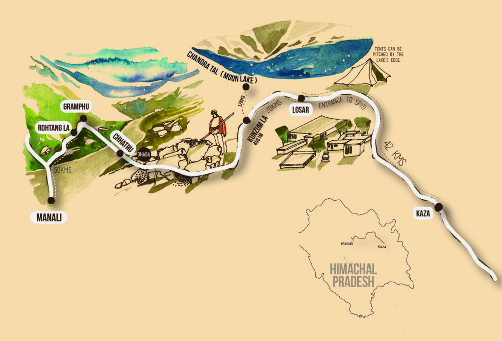National Geographic Traveller – Illustrated maps 1 Manali Kaza map